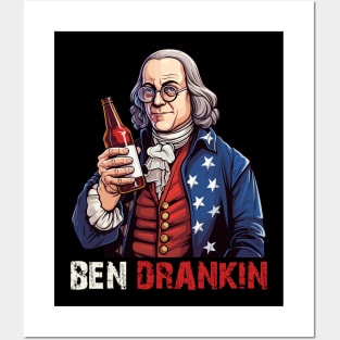 Funny 4th of July Ben Drankin Patriotic Posters and Art